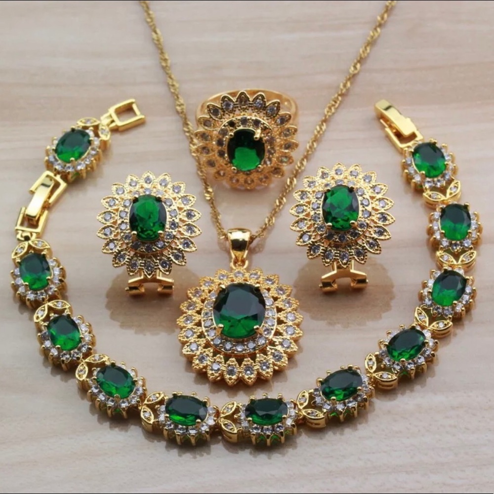 Dubai Yellow Gold Color Jewelry Sets For Women